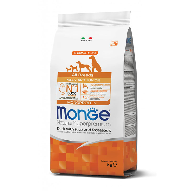 Monge Natural Superpremium Puppy Junior Anatra, Riso e Patate 12 kg Monge Natural Superpremium Puppy Junior Anatra, Riso e Patate 12 kg